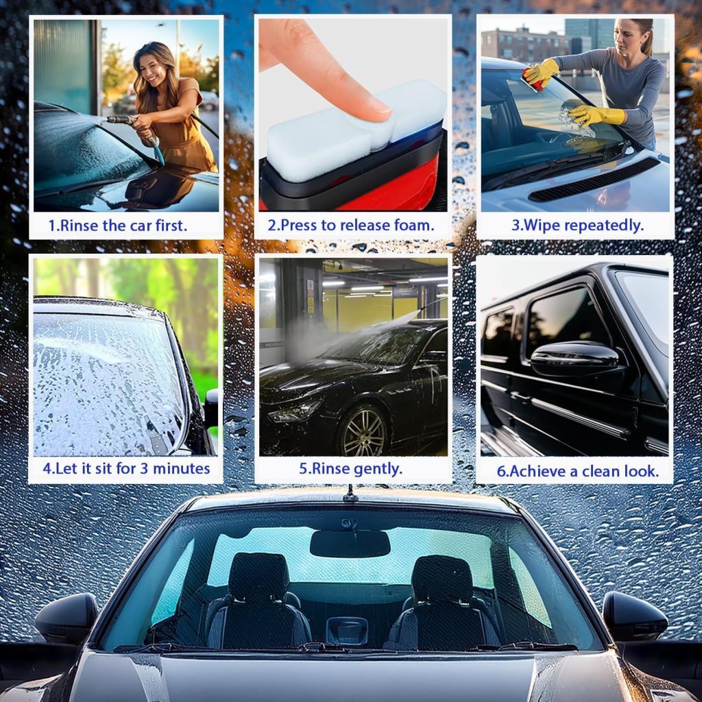FIZZI SHOP car glass oil film cleaner brush with handle for removing oil and dirt from vehicle windows and glass surfaces.