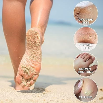FIZZI SHOP foot peeling mask removing dead skin from feet with visible dried skin and smooth surface.