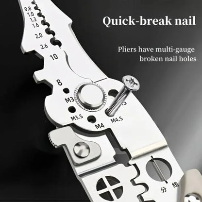 FIZZI SHOP 9-in-1 wire stripper plier with multiple tools for stripping, cutting, and crimping electrical wires.