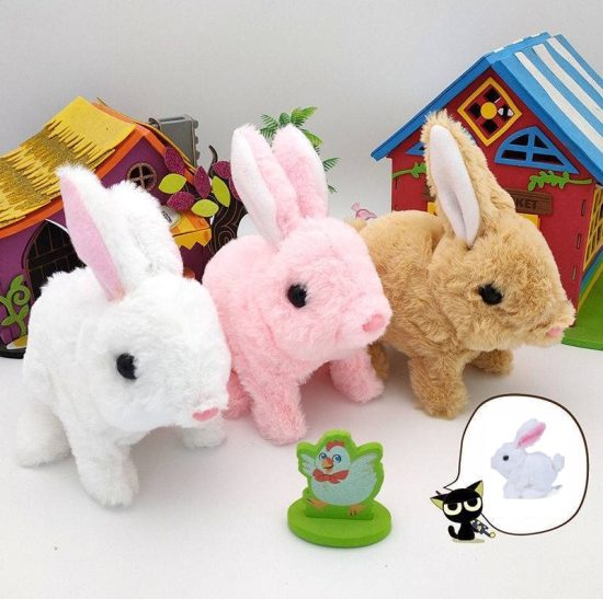 FIZZI SHOP JK SIDHU walking and talking rabbit plush toy with floppy ears and detailed features, ideal for children.