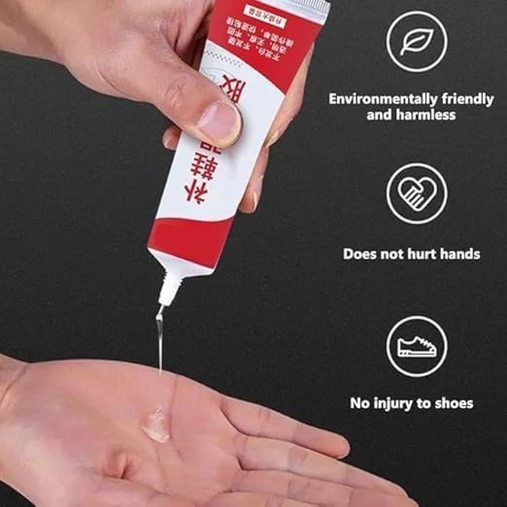 FIZZI SHOP shoe repairing glue bottle with applicator tip, ideal for fixing and bonding leather and rubber footwear.