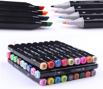 Set of 48 FIZZI SHOP JK SIDHU color markers pens with vibrant ink and fine tips for drawing and coloring.