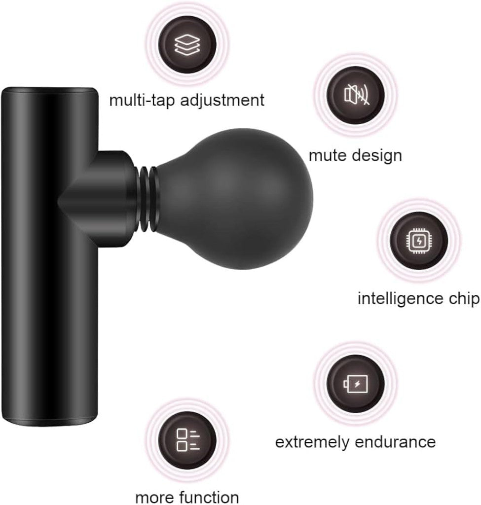 FIZZI SHOP mini facial massager gun in white, showing its compact design and smooth facial massage head for skincare.
