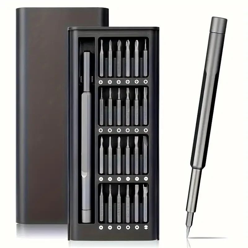 FIZZI SHOP 24 in 1 screwdriver set with multiple interchangeable bits and handles, ideal for household and electronic repairs.