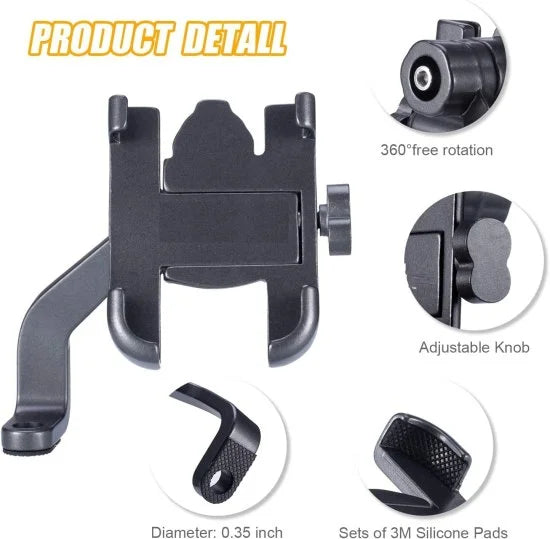 Waterproof motorcycle and bicycle mobile stand by FIZZI SHOP, holding a smartphone securely for outdoor riding and cycling.