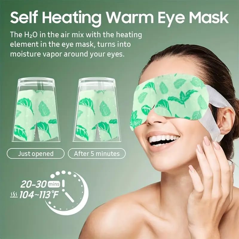 FIZZI SHOP self-heating steam eye mask with soft fabric and adjustable strap for relaxing, soothing eye comfort.