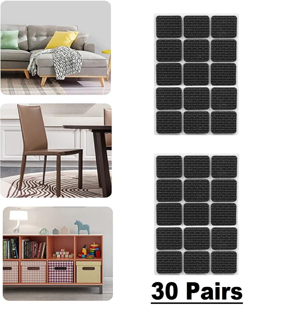 Set of 30 FIZZI SHOP square chair leg pads, protective rubber furniture feet for preventing scratches and noise.