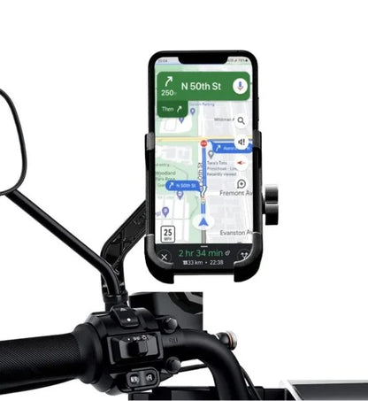 Waterproof motorcycle bicycle mobile stand by FIZZI SHOP holding a smartphone, designed for secure outdoor use.