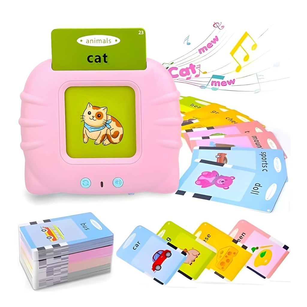 FIZZI SHOP English Talking Flash Cards for kids, educational game toy showing colorful cards with words and illustrations