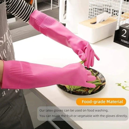 Long FIZZI SHOP hand gloves extending above the elbows, made of soft, durable fabric for stylish arm coverage.