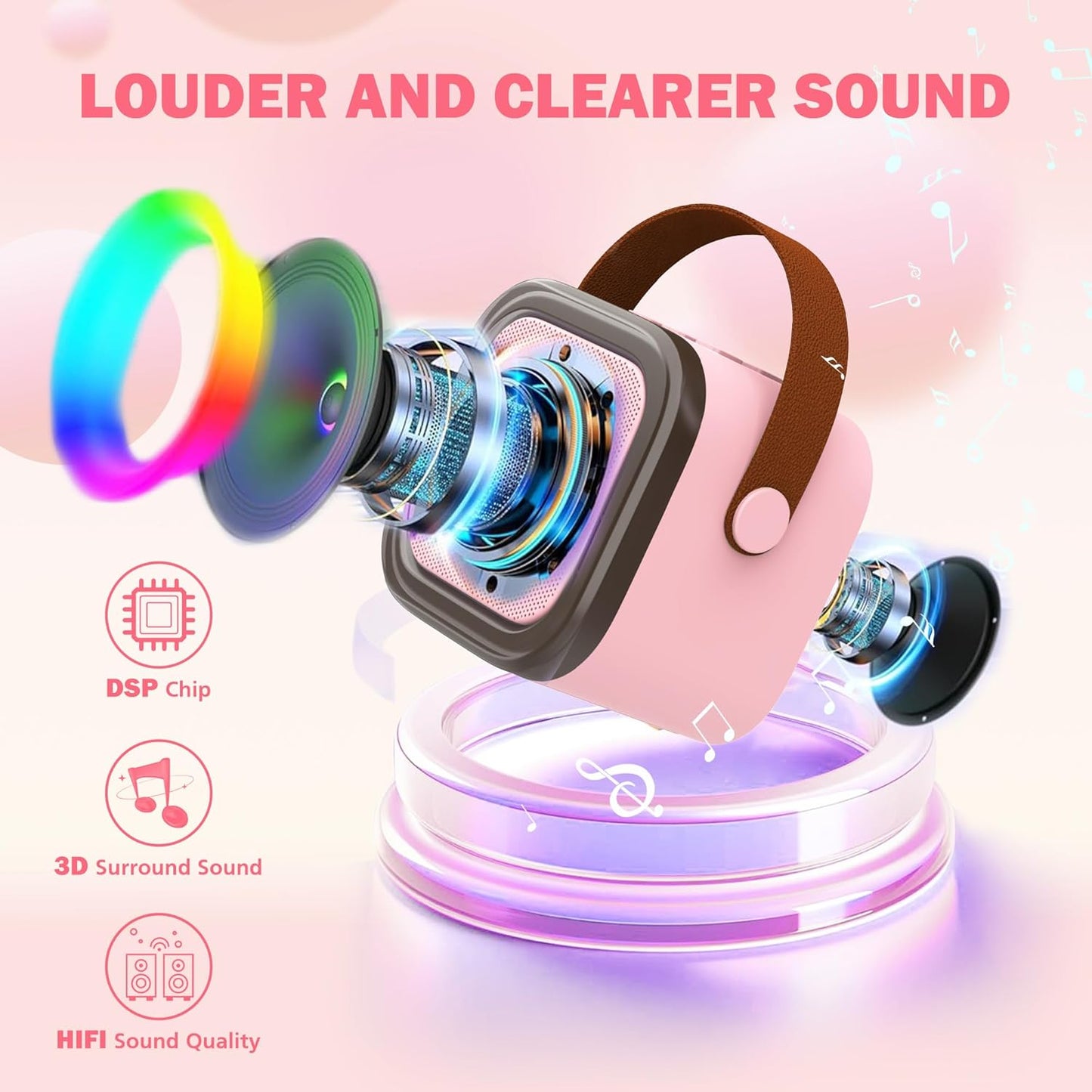 FIZZI SHOP Bluetooth microphone with built-in speaker, portable wireless mic for singing and karaoke sessions.