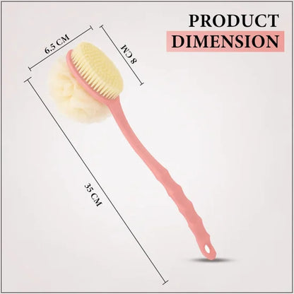 FIZZI SHOP 2-in-1 bath brush and back scrubber with handle for exfoliating and cleansing skin during bath or shower.