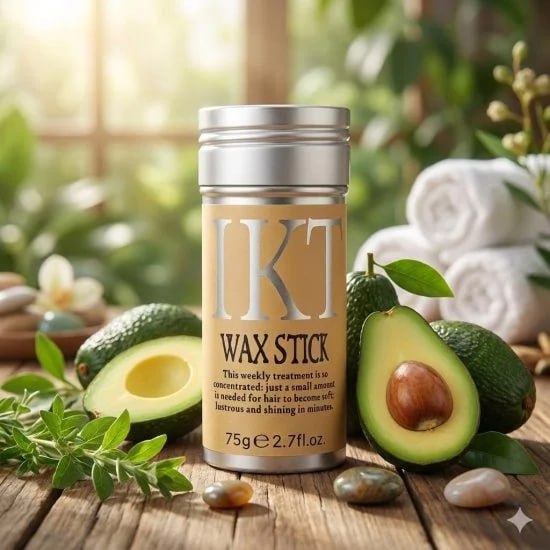 FIZZI SHOP JK SIDHU wax stick with smooth, creamy texture in a clear container for hair styling and grooming.