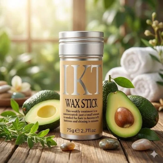 FIZZI SHOP JK SIDHU wax stick with smooth, creamy texture in a clear container for hair styling and grooming.