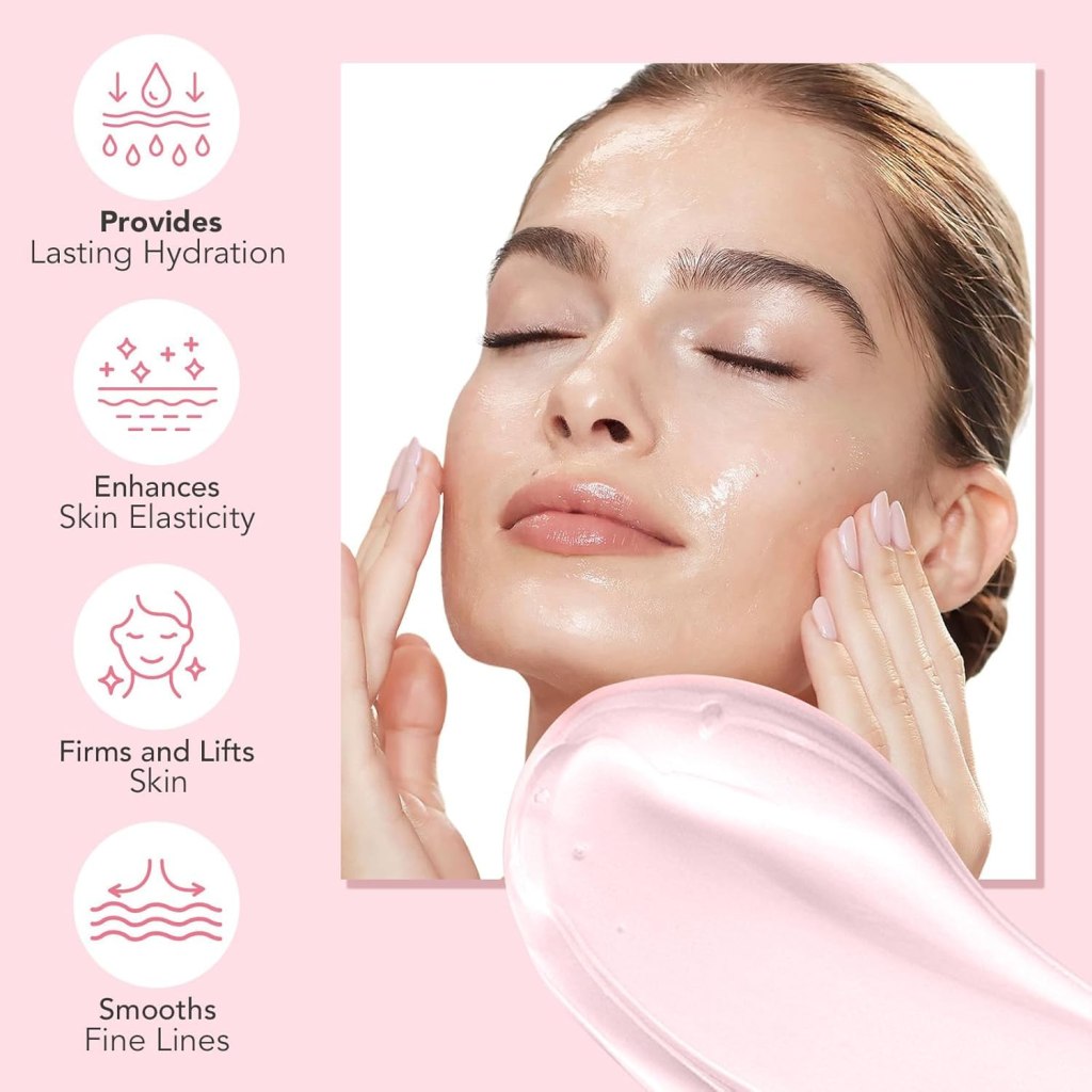 FIZZI SHOP JK SIDHU Collagen Night Wrapping Mask applied on a woman's face, showcasing the hydrating skincare treatment.