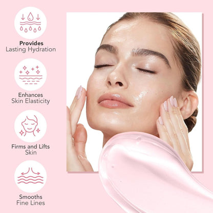 FIZZI SHOP JK SIDHU Collagen Night Wrapping Mask applied on a woman's face, showcasing the hydrating skincare treatment.