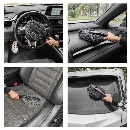 FIZZI SHOP Mini Car Duster with soft microfiber head for dusting and cleaning car interiors and exteriors effectively.