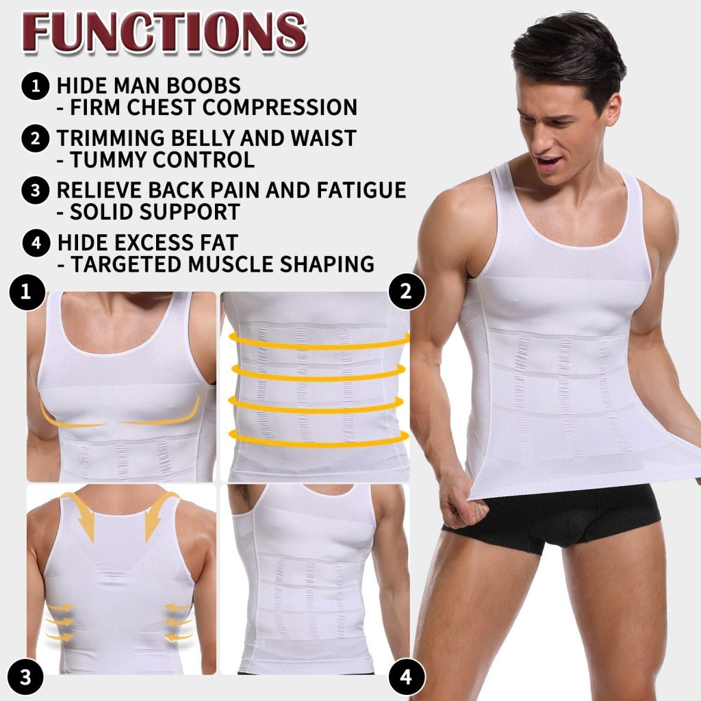 FIZZI SHOP slimming shirt for men, slim and fit design, showing a man wearing the snug, form-enhancing shirt.
