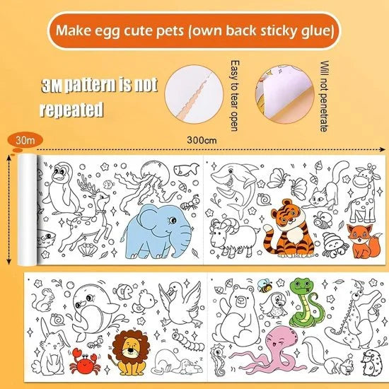 Drawing and painting paper roll for kids by FIZZI SHOP, showing colorful art supplies and rolled paper suitable for young artists.