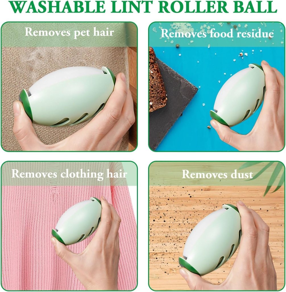 Reusable FIZZI SHOP lint roller ball with washable lint catcher, featuring a durable design and easy-to-use lint removal system.