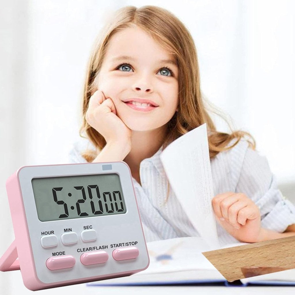 Digital kitchen timer and alarm clock by FIZZI SHOP JK SIDHU, showing a digital display with countdown and time settings.