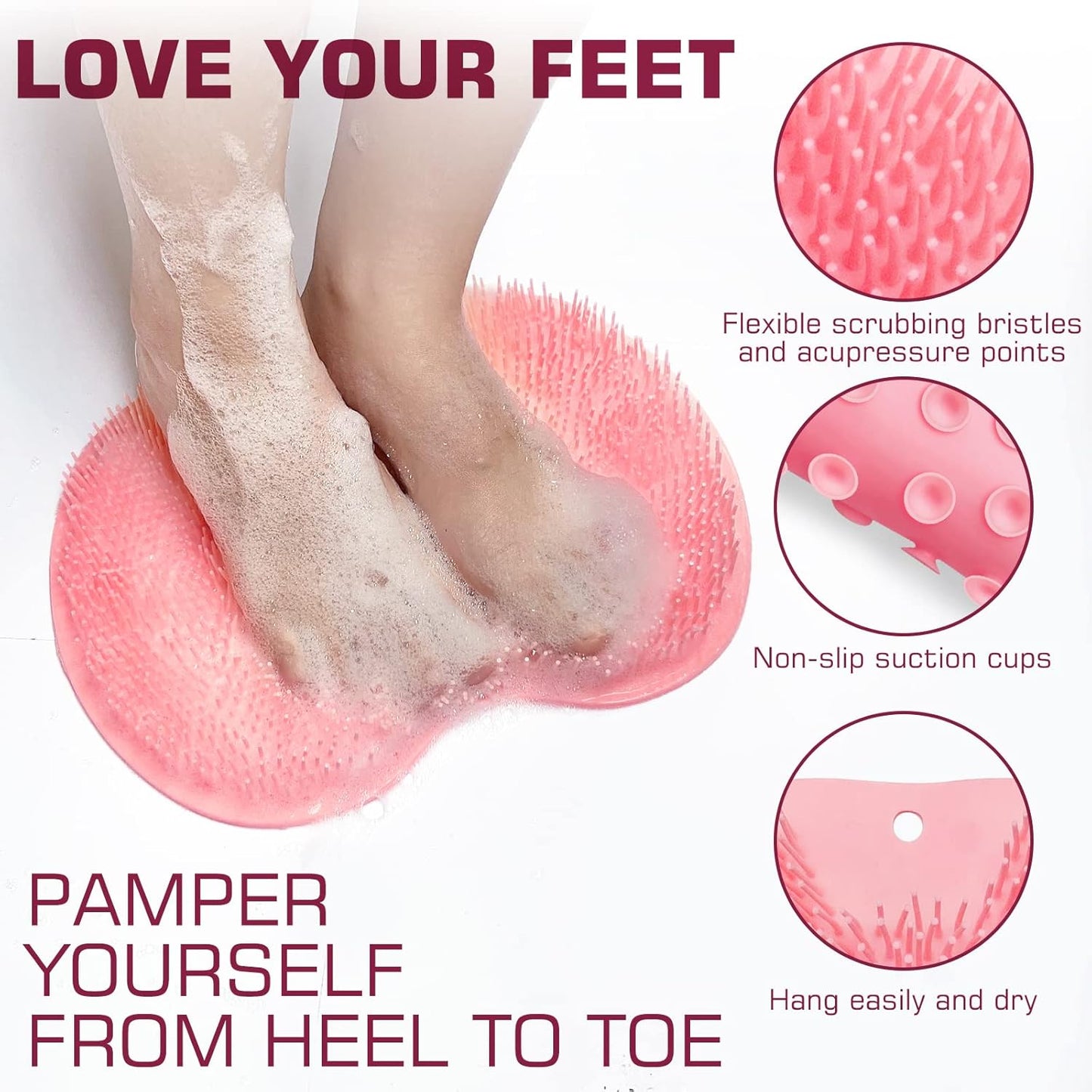 FIZZI SHOP foot shower scrubber massager with textured surface for exfoliating and relaxing foot cleaning.