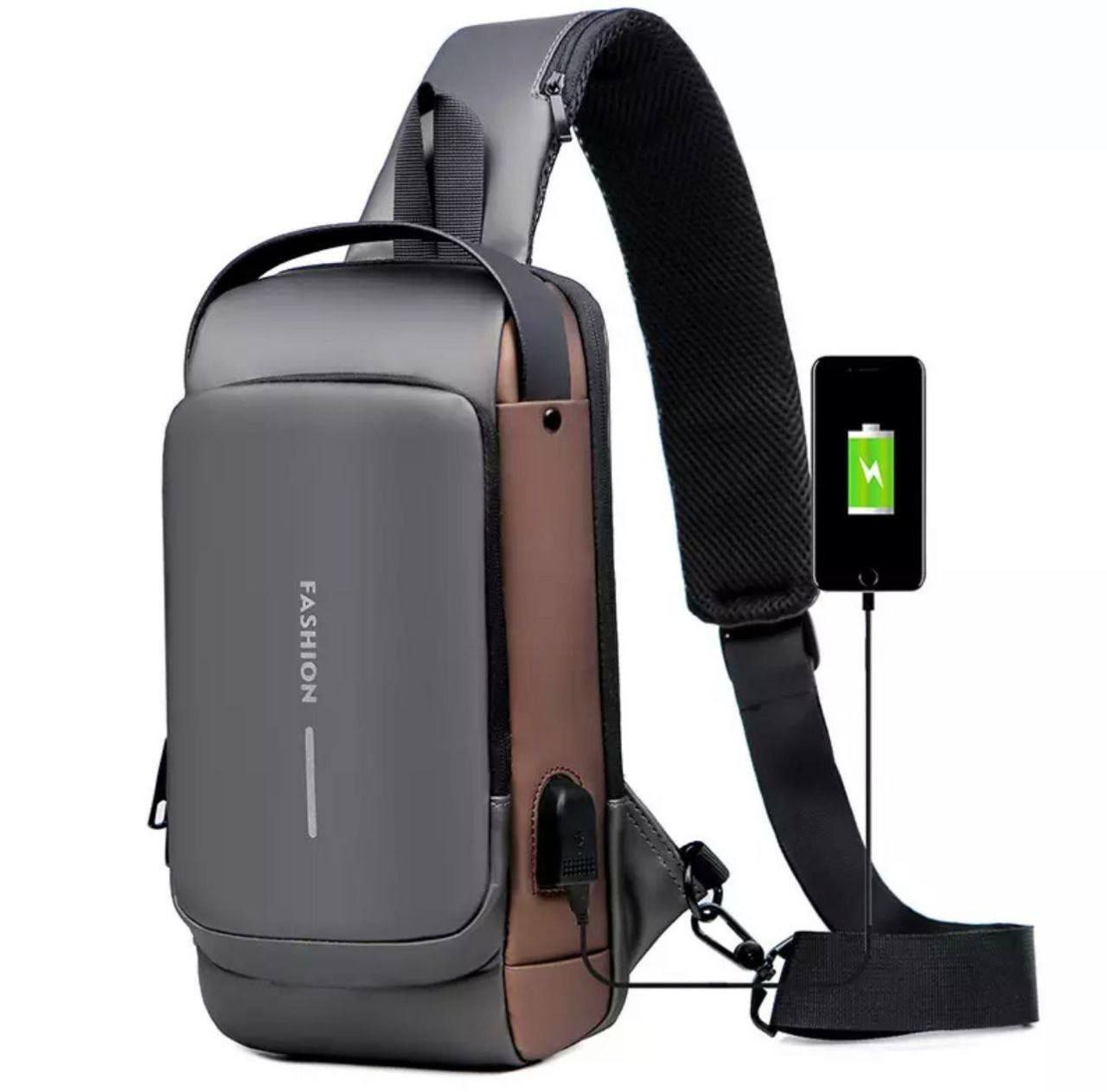 FIZZI SHOP JK SIDHU sling cross backpack bag with adjustable strap and multiple compartments, black color, casual style.