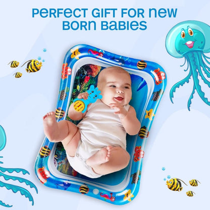 FIZZI SHOP JK SIDHU baby play water mat with colorful aquatic design, soft and safe for infants to explore and play on.
