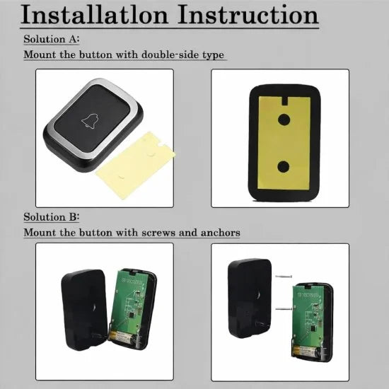 Wireless remote door bell by FIZZI SHOP with sleek design and push button, ideal for easy home doorbell installation