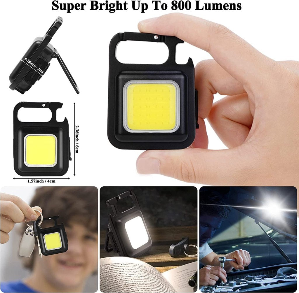Rechargeable LED COB keychain light by FIZZI SHOP JK SIDHU showing compact design with bright LED illumination.