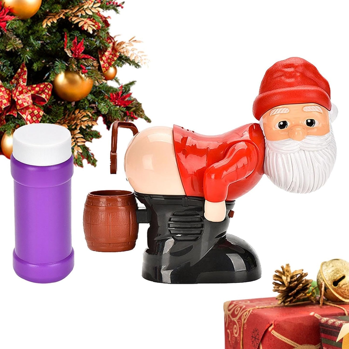 FIZZI SHOP JK SIDHU Bubble Blowing Santa with flashing lights and music, festive Christmas decoration with Santa figure and bubbles
