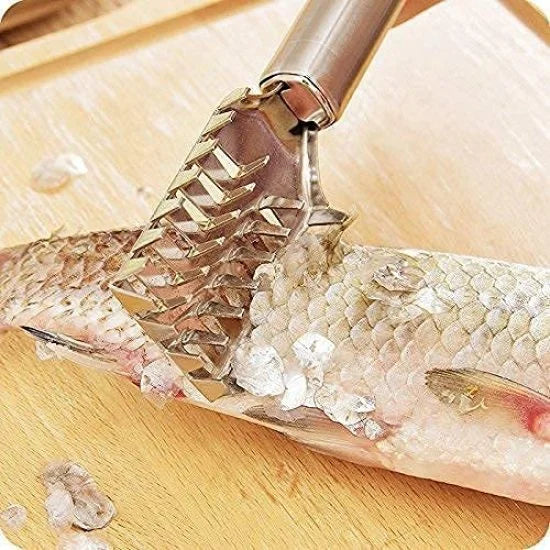 Fish scale remover scraper by FIZZI SHOP with stainless steel blade and ergonomic handle for easy fish cleaning.