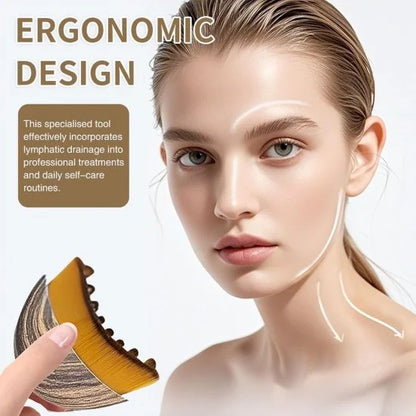 FIZZI SHOP lymphatic contour face brush with wooden handle and soft bristles for facial lymphatic drainage and skin toning.