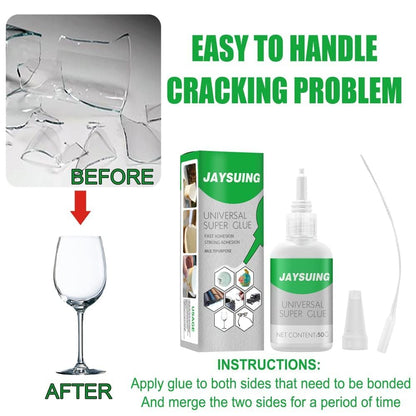 Universal super glue from FIZZI SHOP JK SIDHU, showing a close-up of the clear, strong adhesive in a tube.