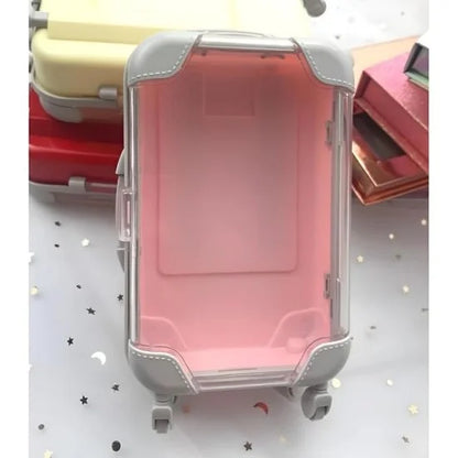 FIZZI SHOP trolley cosmetic suitcase with handle and wheels, compact travel makeup case with multiple compartments for cosmetics and toiletries.