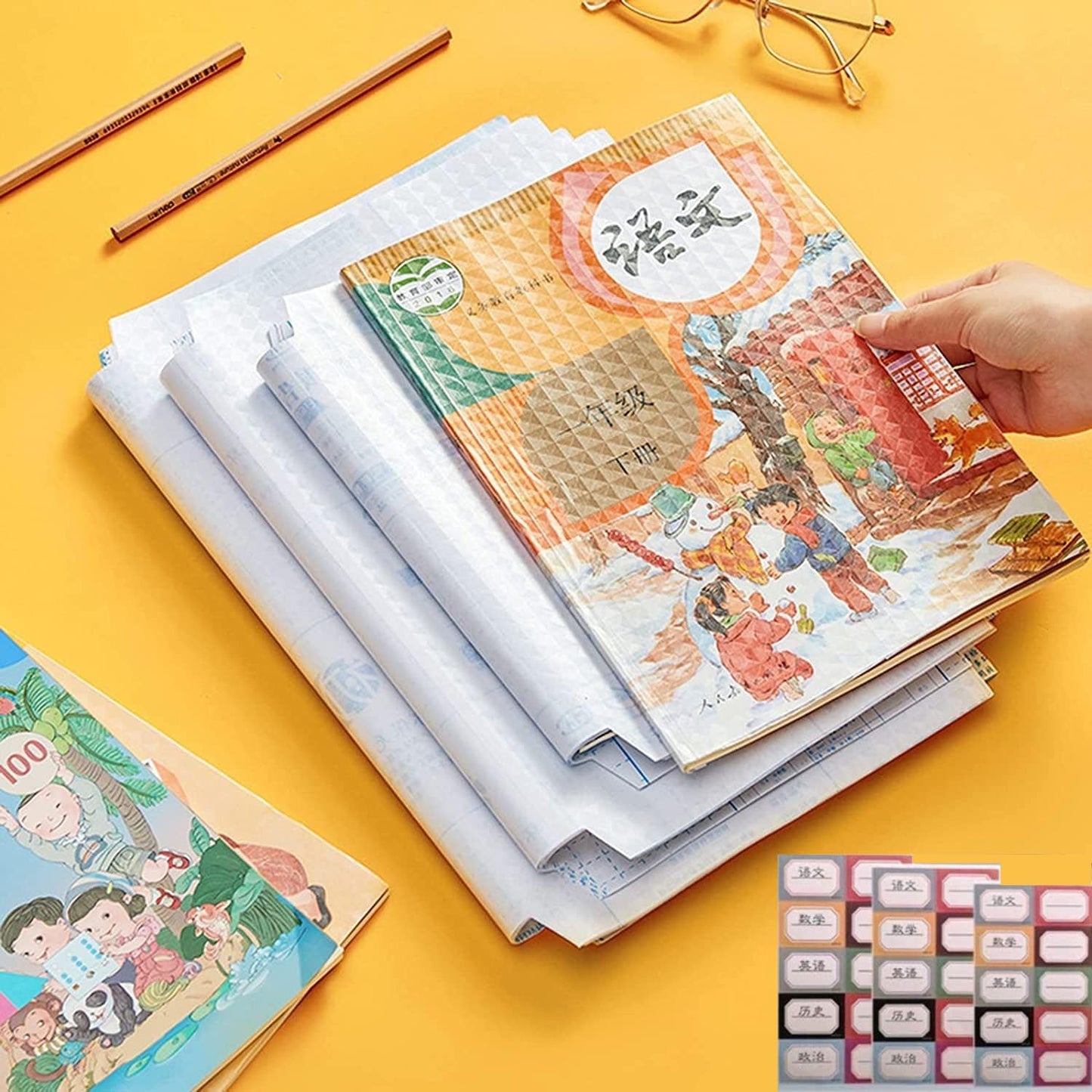 30pcs waterproof plastic book covers by FIZZI SHOP JK SIDHU, showing clear, flexible protective covers for books.