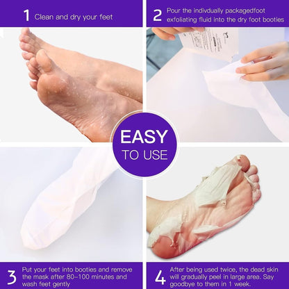 FIZZI SHOP foot peeling mask removing dead skin from dry, cracked heels with natural exfoliating ingredients.