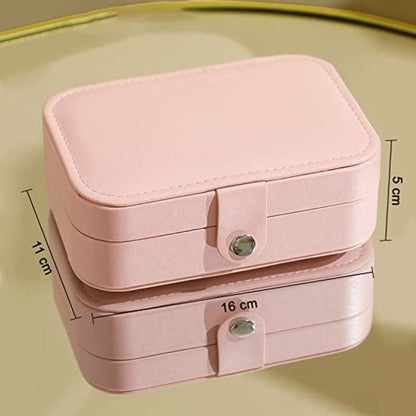 Large PU jewellery box from FIZZI SHOP JK SIDHU with multiple compartments for jewelry storage, shown open with jewelry inside.