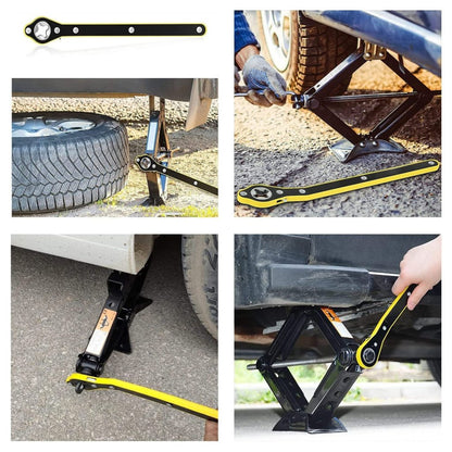 Universal car jack wrench by FIZZI SHOP JK SIDHU, showing a sturdy metal handle and adjustable wrench head for vehicle lifting.