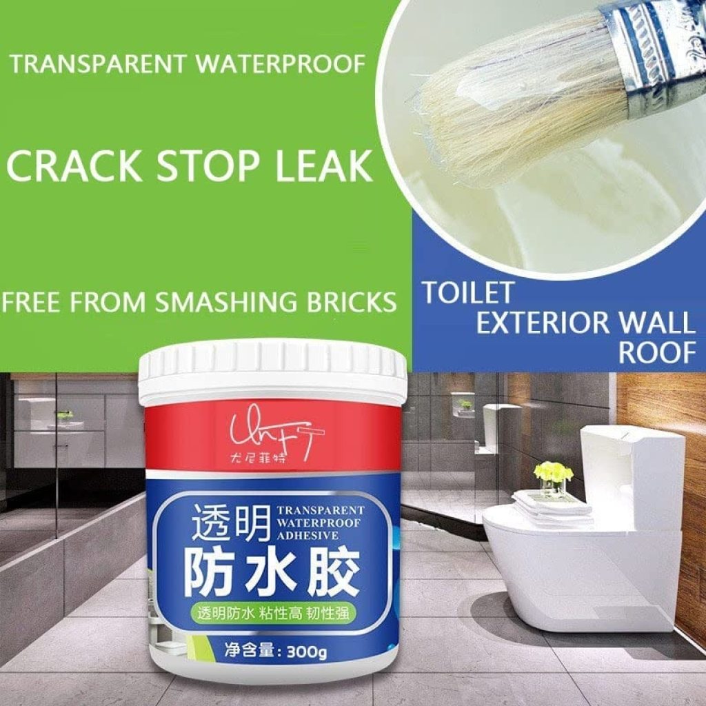 FIZZI SHOP waterproof glue with brush for bonding and sealing, shown with applicator brush and adhesive tube.