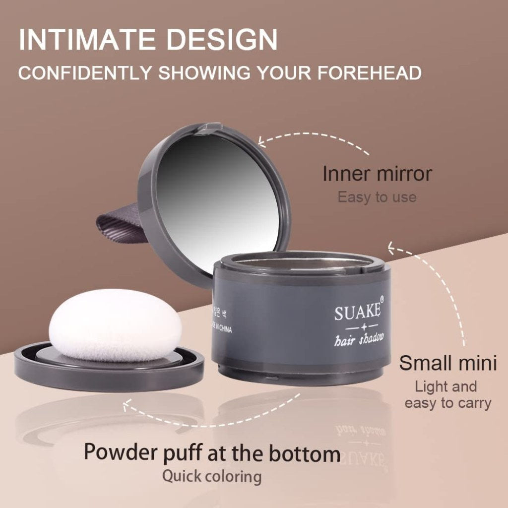 FIZZI SHOP Black Hair Line Powder applied along hairline, natural-looking hairline enhancement for a fuller appearance