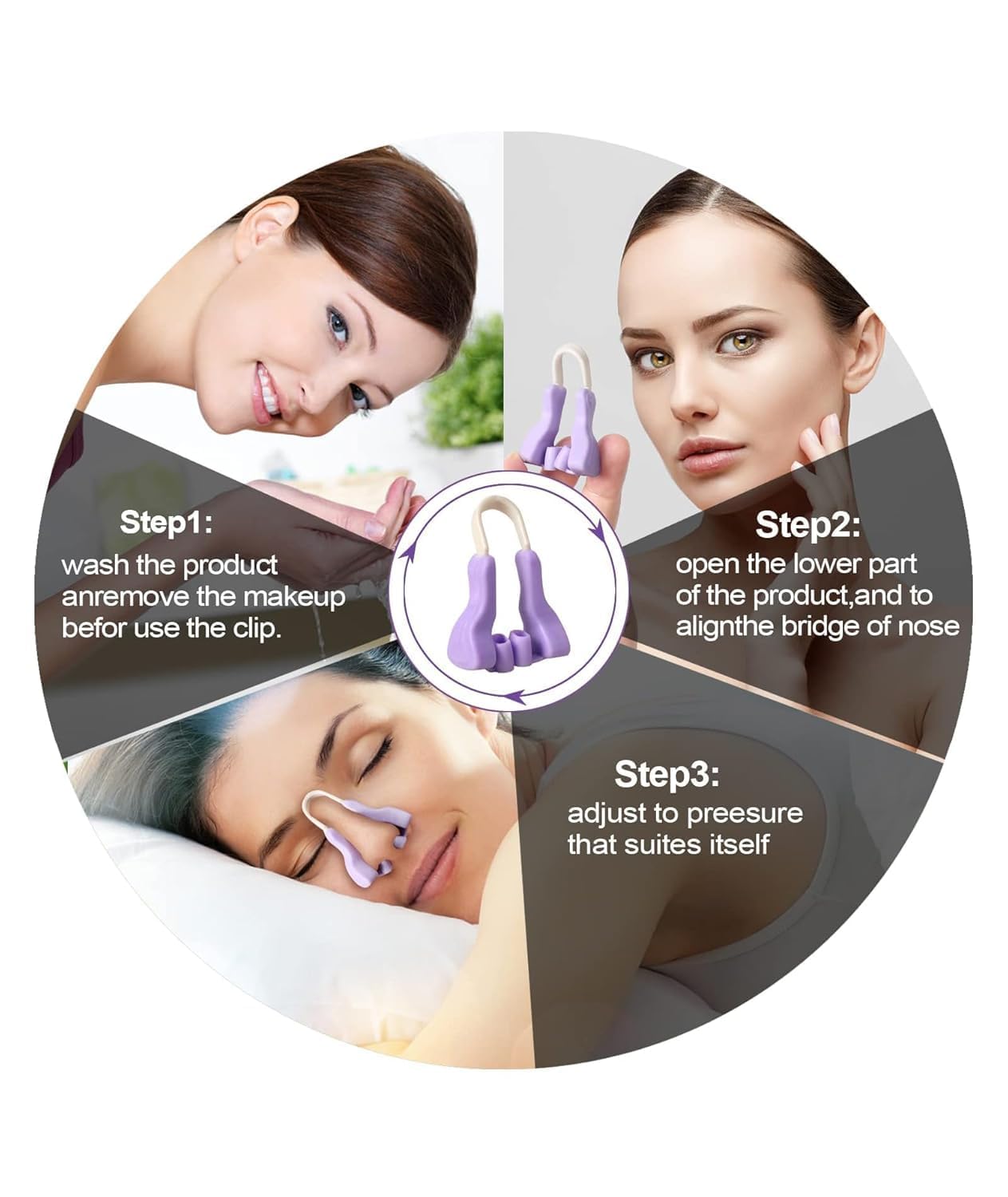 FIZZI SHOP Nose Up Clip for nose shaping, showing the silicone nose clip on a person's nose for a subtle lift and contour.