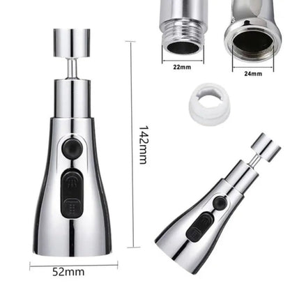 FIZZI SHOP 360 faucet splash head showing a sleek chrome finish and a rotating design for even water dispersion.