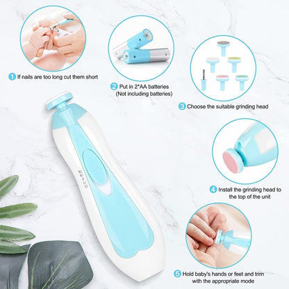 Baby Nail Electric Trimmer Kit by FIZZI SHOP JK SIDHU, showing the compact trimmer with safety attachments and storage case.