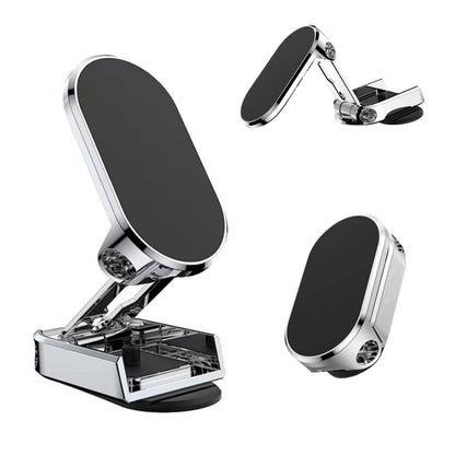 Magnetic car mobile holder with metal construction by FIZZI SHOP JK SIDHU, mounted on a car dashboard holding a smartphone securely.