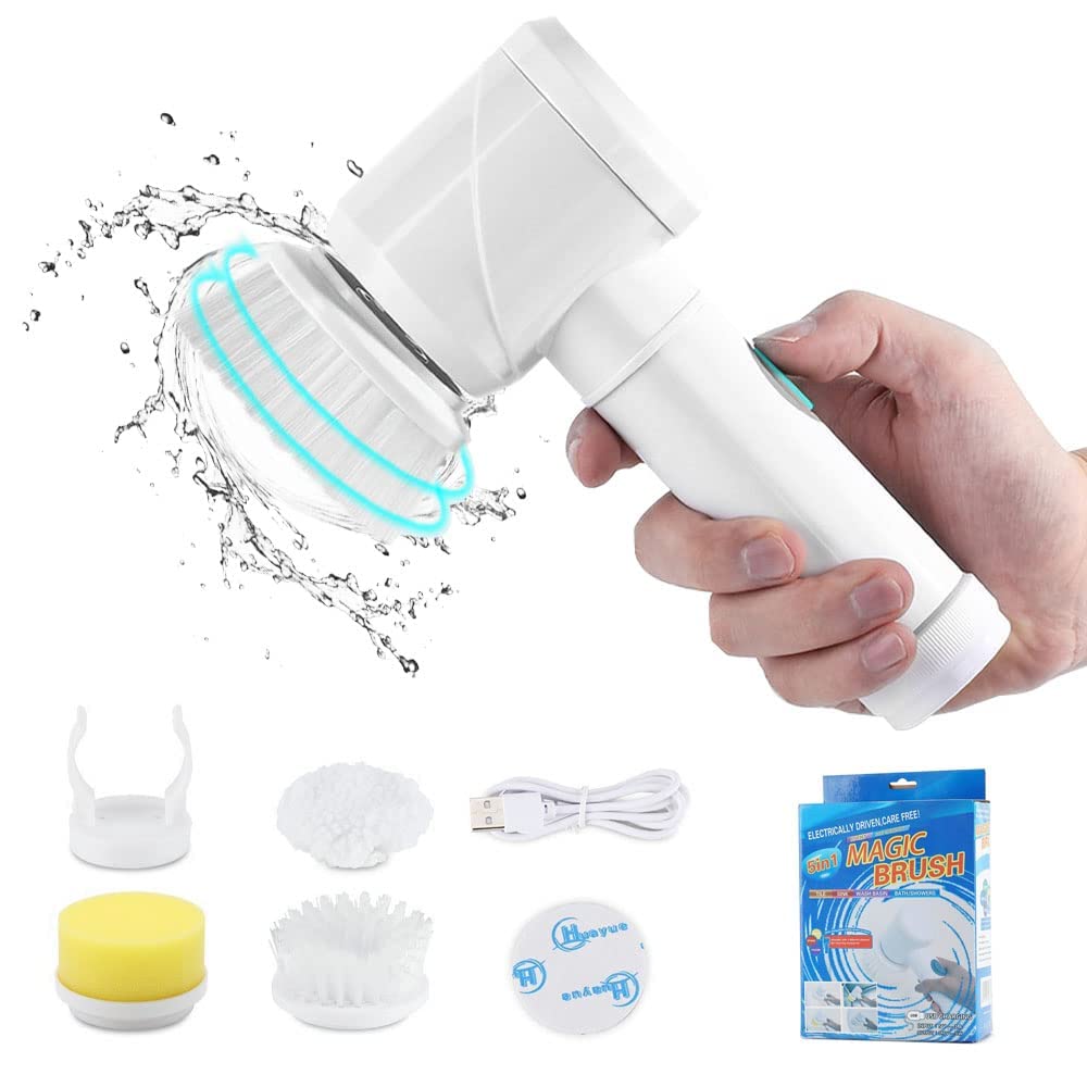 FIZZI SHOP 5 in 1 USB Magic Brush with multiple cleaning tools and colorful design, suitable for various household cleaning tasks.