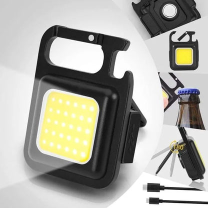 Rechargeable LED COB keychain light from FIZZI SHOP JK SIDHU showing compact design with bright LED illumination.