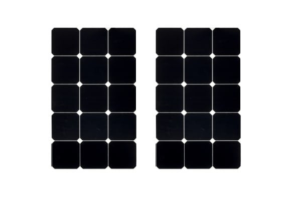 Set of 30 square chair leg pads from FIZZI SHOP, with black rubber covers to protect floors and stabilize furniture.