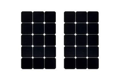 Set of 30 square chair leg pads from FIZZI SHOP, with black rubber covers to protect floors and stabilize furniture.