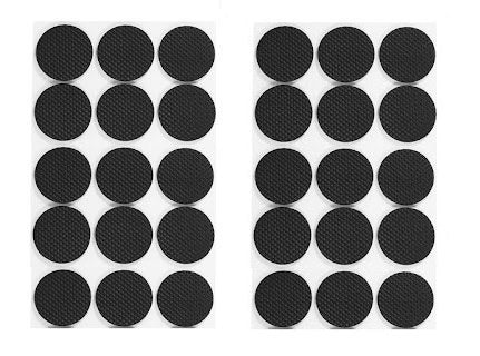 Set of 30 round chair leg pads by FIZZI SHOP, protective rubber caps for furniture legs, in black color.